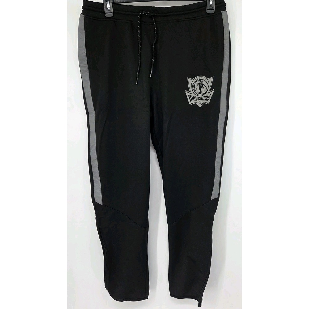 Dallas Mavericks NBA Athletic Pants Men's Large Black Ankle Zippers 36x28‎